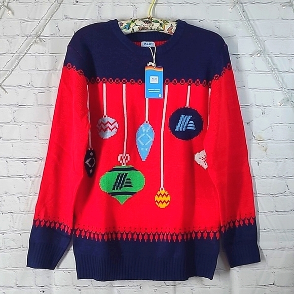 🆕️NWT 2023 Aldi Grocery Holiday Jacquard Knit Christmas Pullover Sweater Size S - Picture 1 of 17